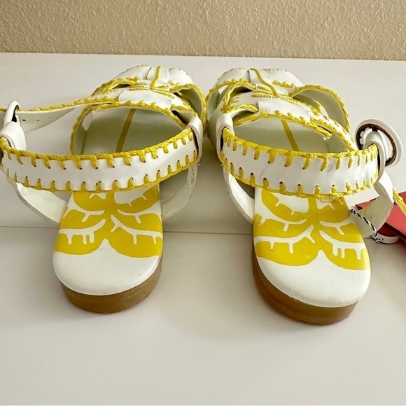 NEW Farm Rio Women's Yellow & White Palm Tree Sandals Whipstitch Vegan sz US 9.5 - Picture 10 of 16